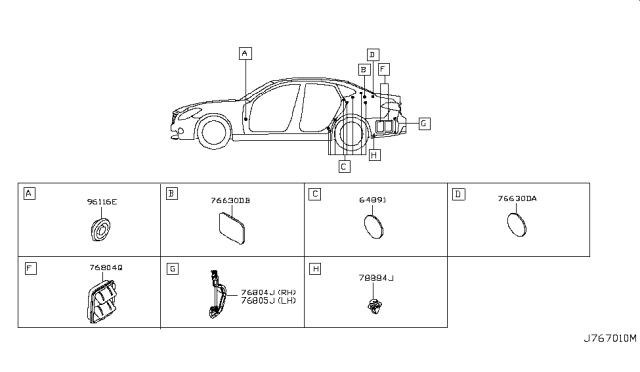 2012 Infiniti M35h Body Side Fitting Diagram 3