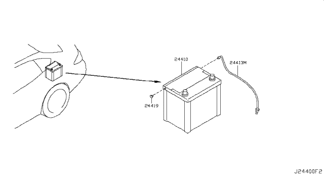 2015 Infiniti Q70 Hybrid Battery & Battery Mounting Diagram