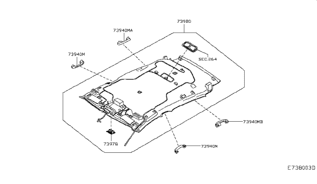 2017 Infiniti QX30 Module Assembly-Roof Trim Diagram for 739B0-5DD5B