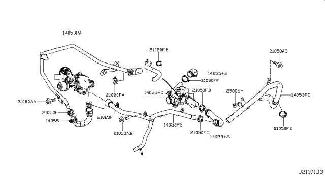 2017 Infiniti QX30 Water Hose & Piping Diagram 5