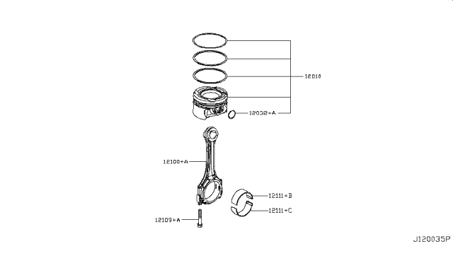 2018 Infiniti QX30 Rod Complete-Connecting Diagram for 12100-91C0N