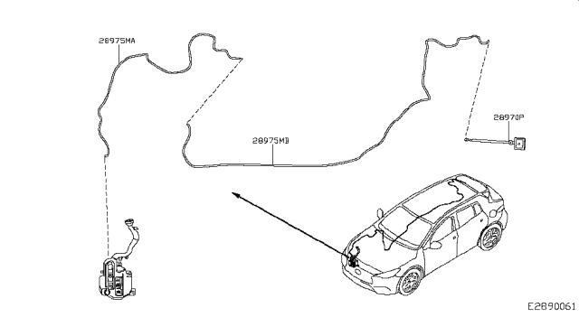 2019 Infiniti QX30 Back Window Washer Nozzle Assembly Diagram for 28972-5DA0A