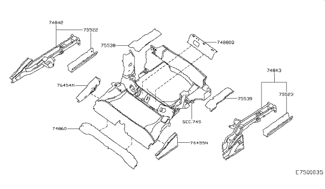 2017 Infiniti QX30 Extension-Rear Side Member,LH Diagram for G5521-5DAHA