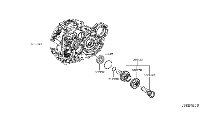 2017 Infiniti QX30 Gear Assy-4TH,Input Shaft Diagram for 32270-HG00C