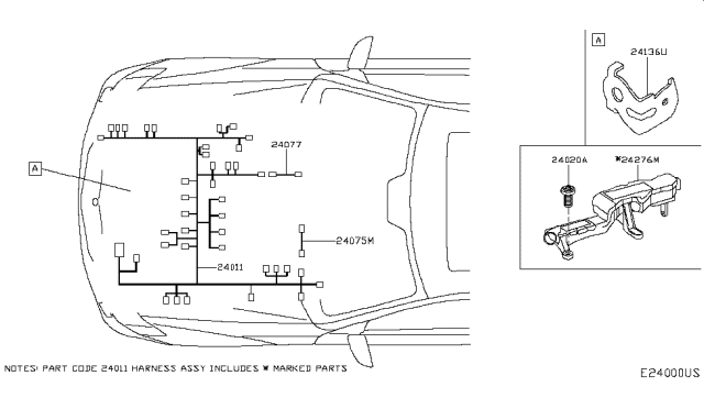 2017 Infiniti QX30 Protector-Harness Diagram for 24276-HG00G