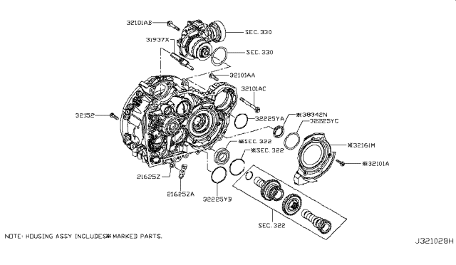 2017 Infiniti QX30 Transmission Case & Clutch Release Diagram 7
