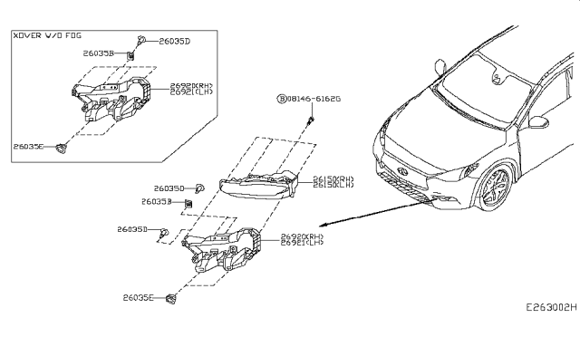 2019 Infiniti QX30 Lamp Fog RH Diagram for 26150-5DA2C