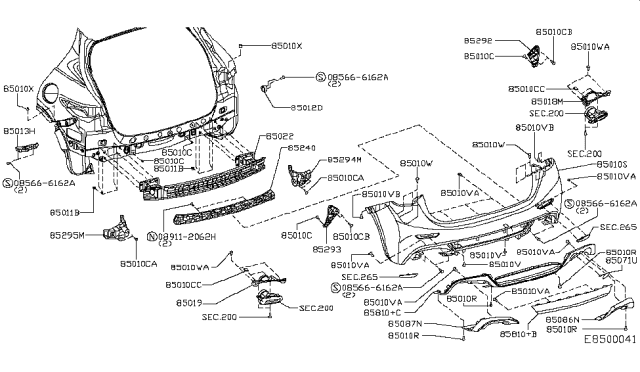 2018 Infiniti QX30 Rear Bumper Diagram 2