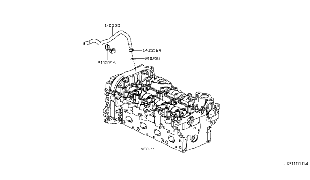 2017 Infiniti QX30 Hose-Water Diagram for 14055-HG01E