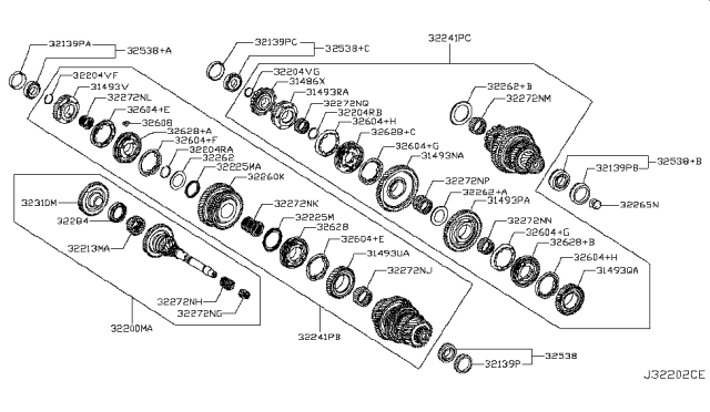 2018 Infiniti QX30 Gear Assembly-3RD,Input Shaft Diagram for 32260-HG00B