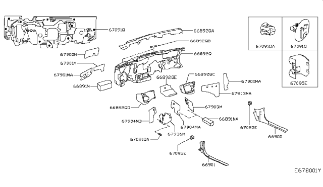 2017 Infiniti QX30 Dash Trimming & Fitting Diagram