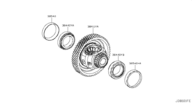 2018 Infiniti QX30 Bearing-Differential Side Diagram for 40210-HG00A