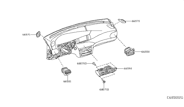 2019 Infiniti QX30 Grille-Side Defroster,RH Diagram for 68740-5DF0A