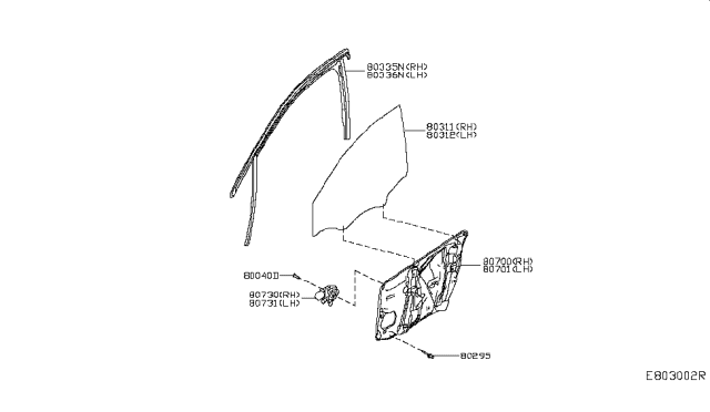 2017 Infiniti QX30 Door Window Regulator Assembly, Right Diagram for 80720-5DM0A