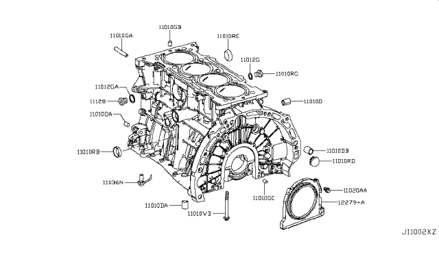 2017 Infiniti QX30 Pin-Dowel,Cylinder Block Diagram for 11023-HG00D