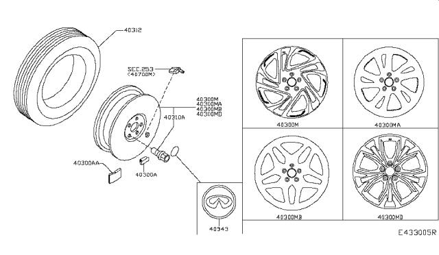 2018 Infiniti QX30 Road Wheel & Tire Diagram 1