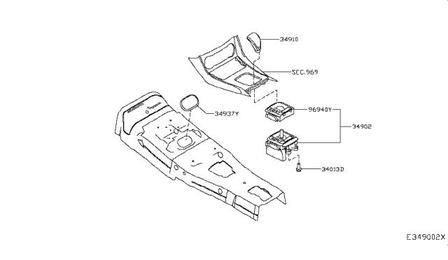 2018 Infiniti QX30 Indicator Assy-Auto Transmission Control Diagram for 96940-5DF0A