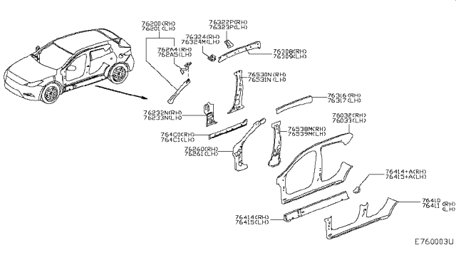 2017 Infiniti QX30 Body-Front Side,Outer LH Diagram for G6033-5DAMA