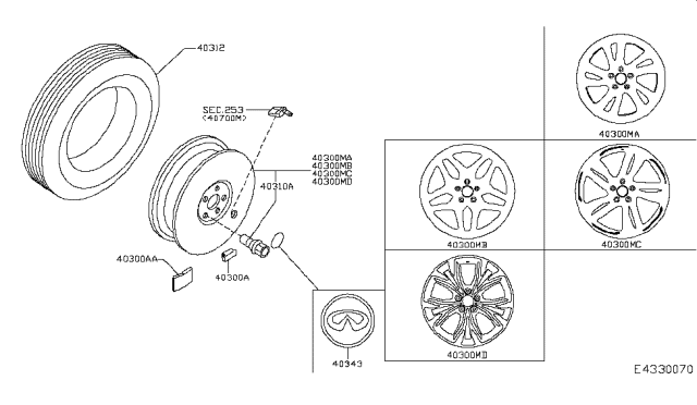 2018 Infiniti QX30 Balance Weight-Wheel Diagram for 40326-00Q3B