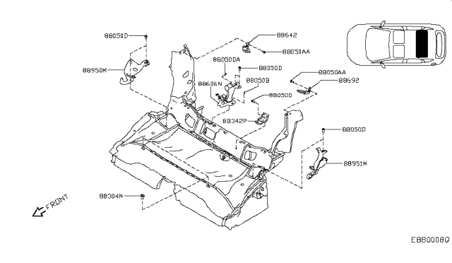 2018 Infiniti QX30 Hook-Cushion,Rear Seat Diagram for 88304-5DA0A