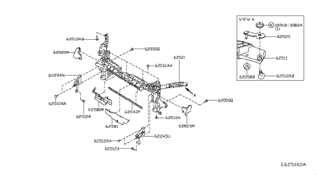 2017 Infiniti QX30 Reinforce-Radiator Core Side, LH Diagram for 62525-5DC0A