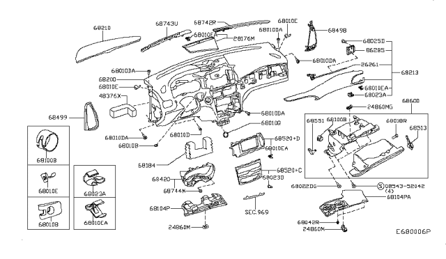 2017 Infiniti QX30 Pad Assy-Instrument Diagram for 68212-5DF5D