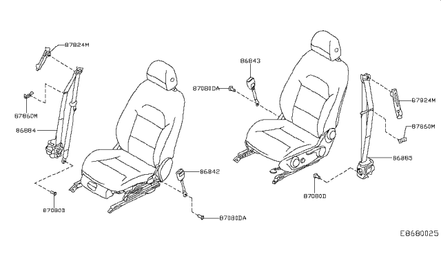 2017 Infiniti QX30 Guide-Seat Belt Diagram for 87860-5DA0A