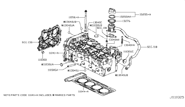 2019 Infiniti QX30 Cylinder Head Diagram for 11041-HG02J