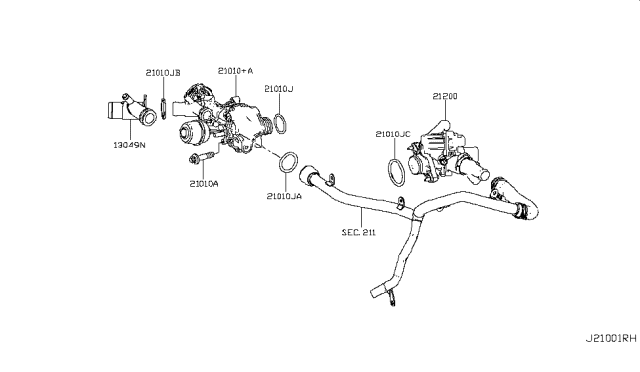 2017 Infiniti QX30 Seal-O Ring Diagram for 21306-HG00E