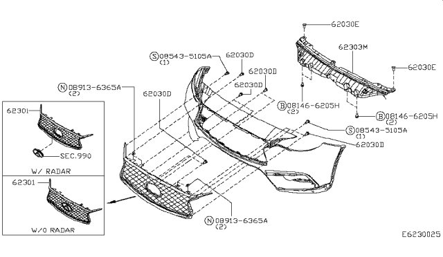 2017 Infiniti QX30 Front Grille Diagram 1