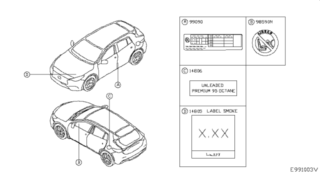 2017 Infiniti QX30 Caution Plate & Label Diagram 1