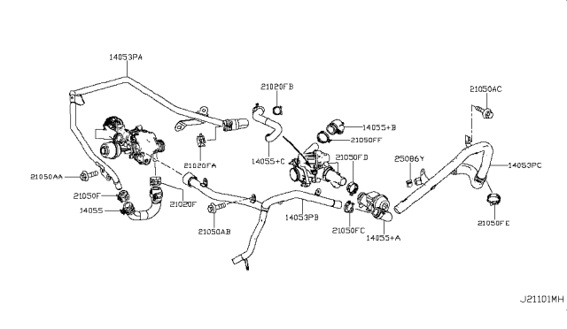 2019 Infiniti QX30 Pipe-Water Diagram for 14056-HG00M