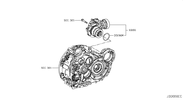 2018 Infiniti QX30 Transfer Assembly Diagram for 33100-HG00B