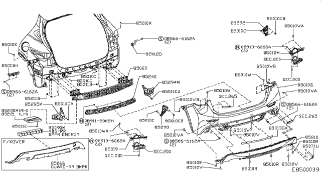 2017 Infiniti QX30 Rear Bumper Diagram 1