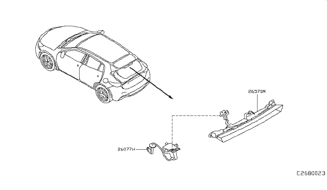 2019 Infiniti QX30 Stop Lamp Assembly-High Mounting Diagram for 26590-5DA0A