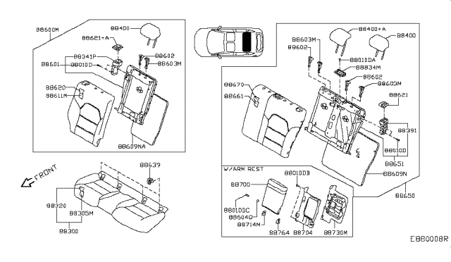 2018 Infiniti QX30 Headrest Assy-Rear Seat Diagram for 86430-5DB1B