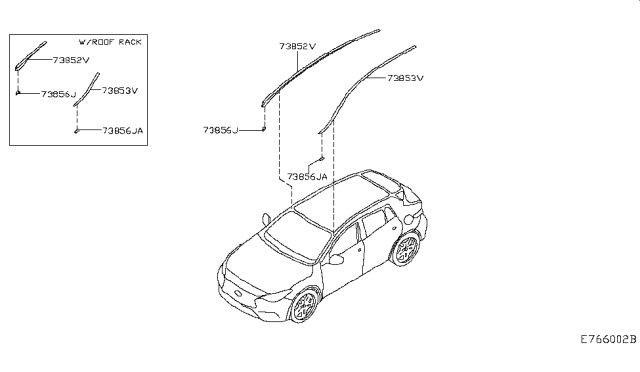 2017 Infiniti QX30 MOULDING Assembly-Roof Side,RH Diagram for 73852-5DA0A