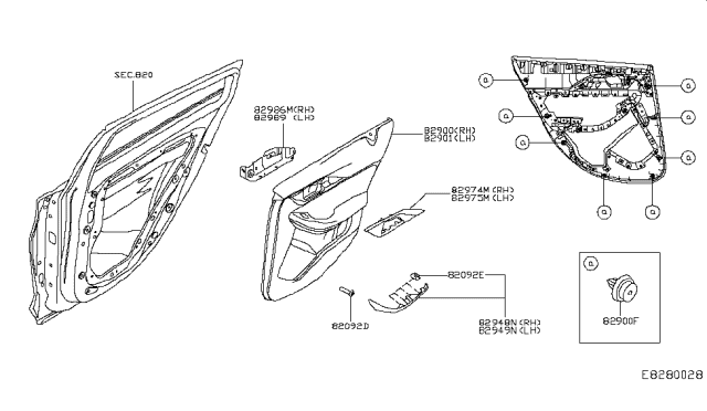 2017 Infiniti QX30 Rear Door Trimming Diagram