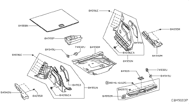 2018 Infiniti QX30 Finisher-Luggage Side,Lower RH Diagram for 84950-5DA0A