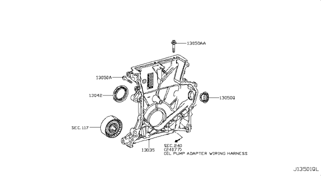 2018 Infiniti QX30 Cover Assembly-Front,Timing Chain Diagram for 13035-HG00J