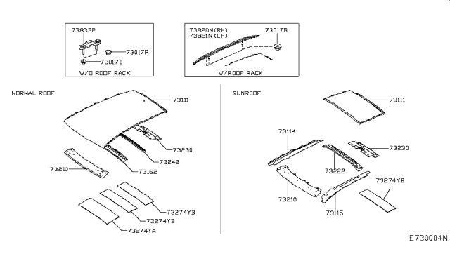 2017 Infiniti QX30 Roof Rack Assy-LH Diagram for 73821-5DA0A