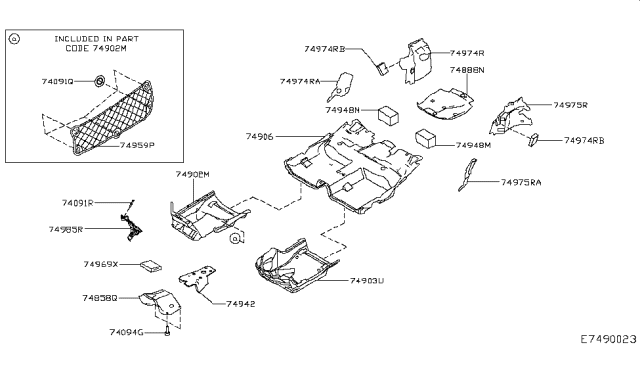 2018 Infiniti QX30 Floor Trimming Diagram