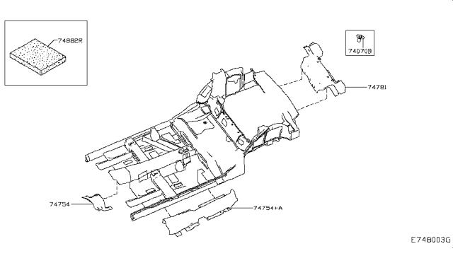 2019 Infiniti QX30 Heat Insulator-Front Floor Diagram for 74753-5DE1A