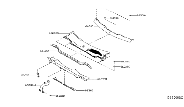 2019 Infiniti QX30 Cover Assy-Cowl Top Diagram for 66862-5DF0B