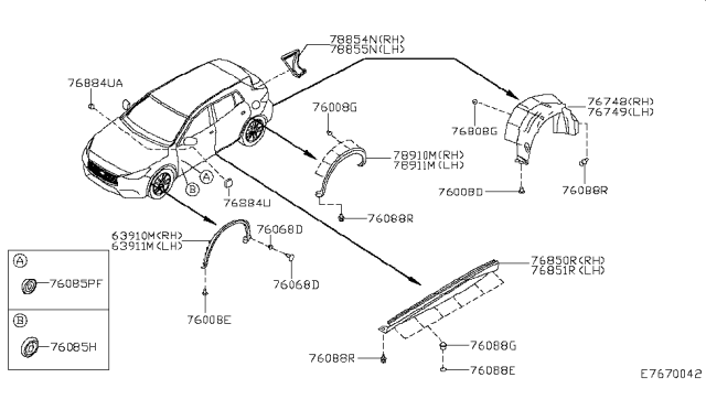 2019 Infiniti QX30 Protector-Rear Wheel House,RH Diagram for 76748-5DA0A