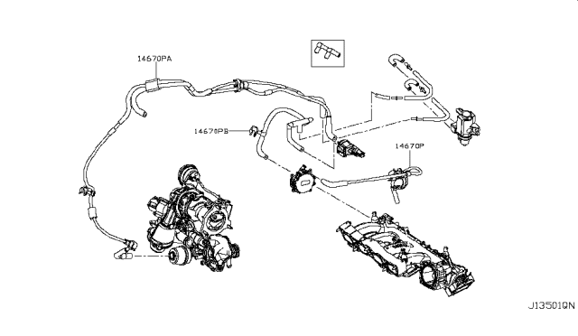 2018 Infiniti QX30 Hose-Vacuum Pump Diagram for 14670-HG00G