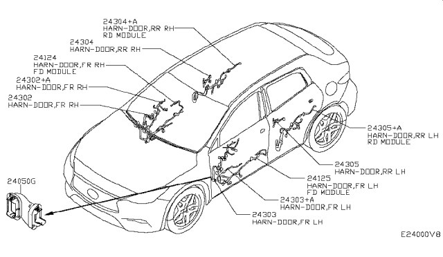 2017 Infiniti QX30 Harness-Rear Door,RH Diagram for 24126-5DA6A