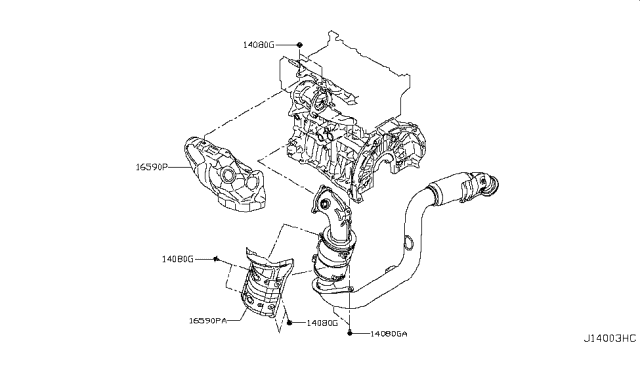 2017 Infiniti QX30 Cover-Exhaust Manifold Diagram for 16590-5DD0A
