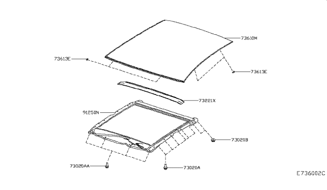 2017 Infiniti QX30 Sun Roof Parts Diagram