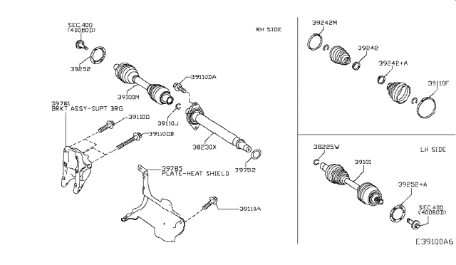 2017 Infiniti QX30 Circlip-Side Gear Diagram for 38225-5DB0A